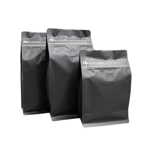 Coffee Bags with valves – 3 sizes – matte black - sets of 50