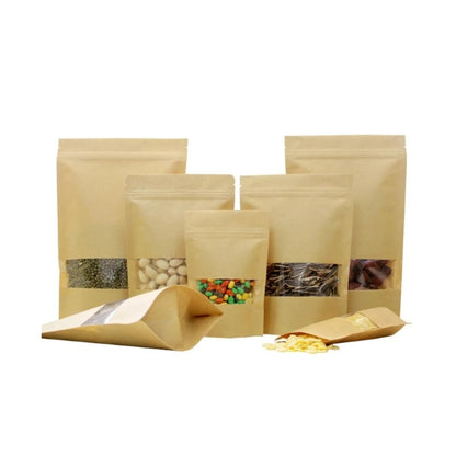 Kraft Paper Bags with Window – Sets of 50 – Various Sizes