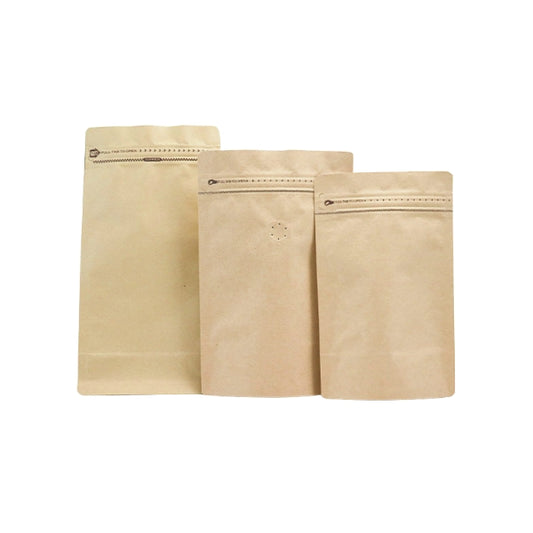 Kraft Paper Coffee Bags with valves – 3 sizes – Sets of 50