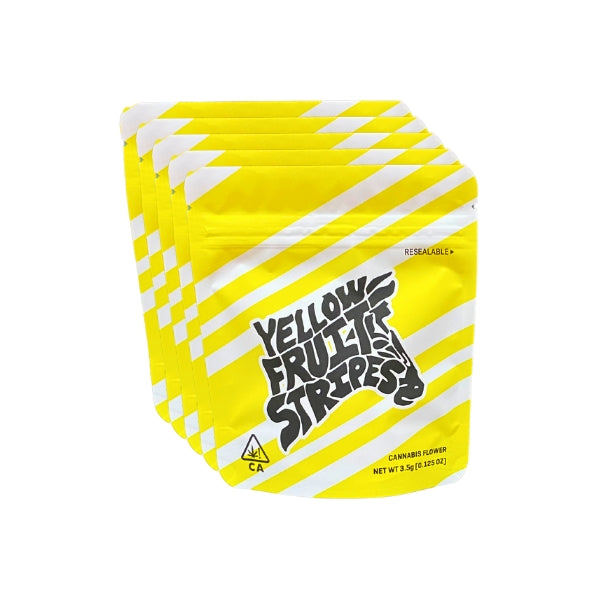 Yellow Fruit Stripes Mylar Bags - Set of 50