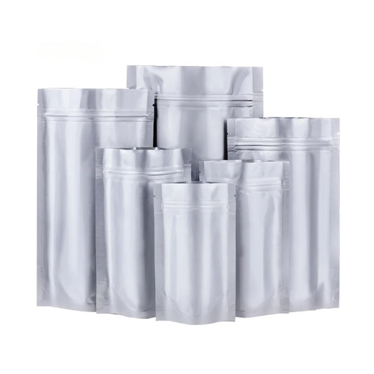 Silver Stand Up Pouches – Sets of 50 – Various Sizes